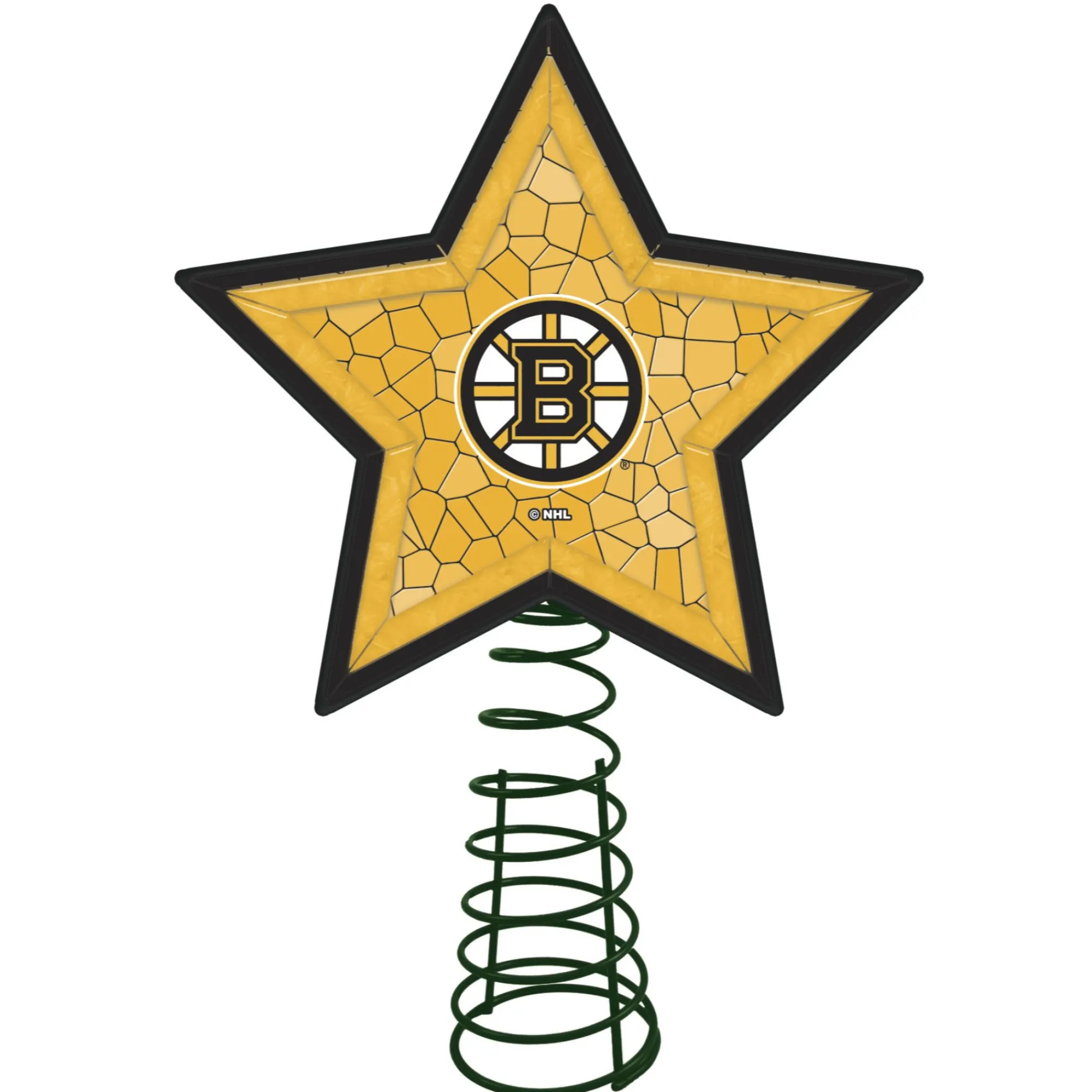 The Memory Company Stars-10" Lighted Yellow And Black Mosaic Style Star Nhl Boston Bruins Christmas Tree Topper
