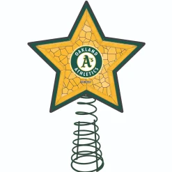 The Memory Company Stars-10" Lighted Yellow And Green Mosaic Style Star Mlb Oakland Athletics Christmas Tree Topper