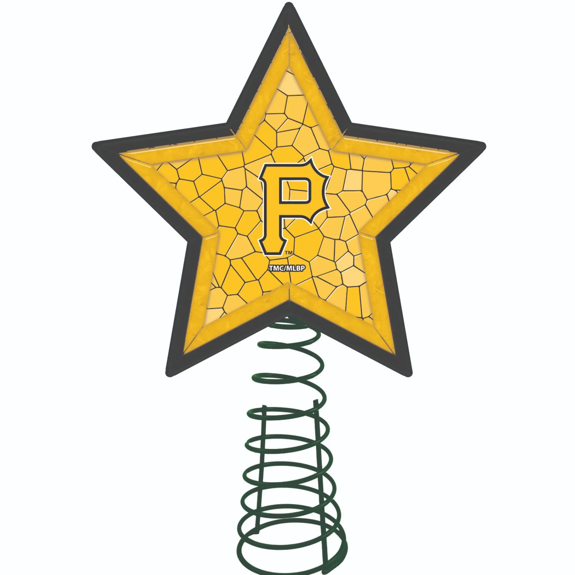 The Memory Company Stars-10" Lighted Yellow And Green Star Mlb Pittsburgh Pirates Mosaic Christmas Tree Topper