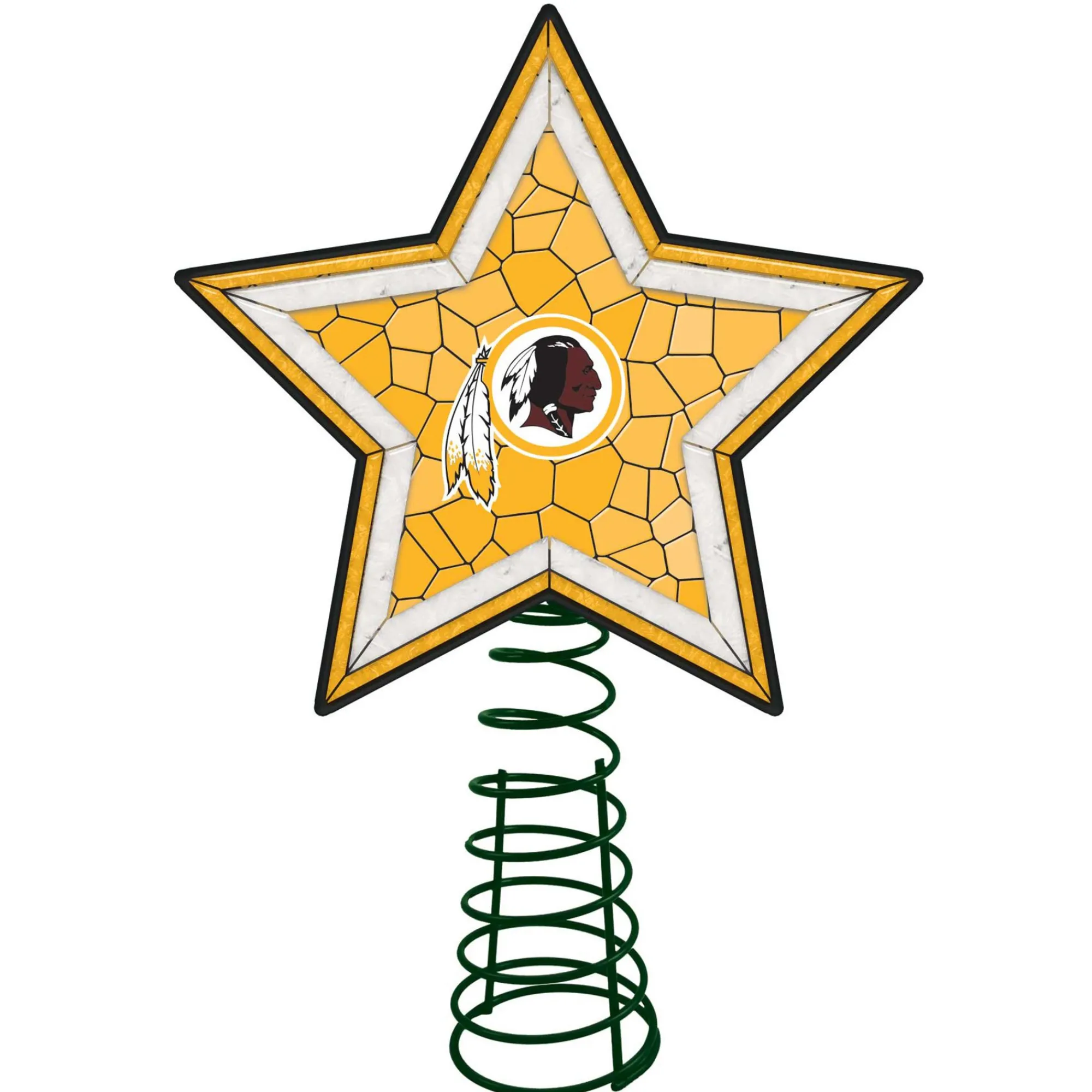 The Memory Company Stars-10" Lighted Yellow And White Star Nfl Washington Redskins Mosaic Christmas Tree Topper