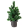 Northlight Unlit-11" Matte Finish Mini Pine Christmas Tree In Dark Coffee Brown Vase - Unlit