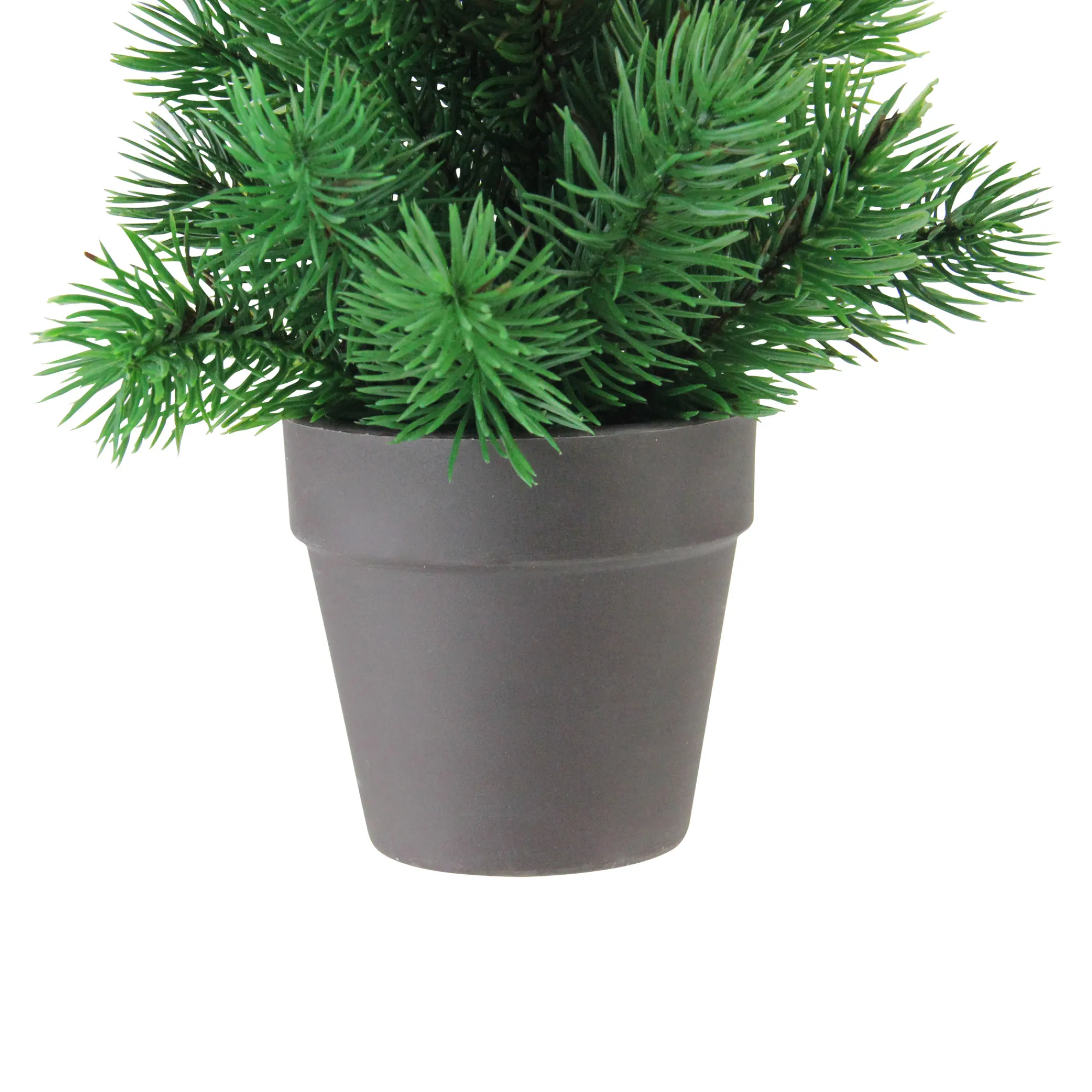 Northlight Unlit-11" Matte Finish Mini Pine Christmas Tree In Dark Coffee Brown Vase - Unlit