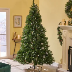 Contemporary Home Living Unlit-7.5' Medium Mixed Spruce Artificial Christmas Tree With Frosted Branches - Unlit