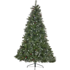 Contemporary Home Living Unlit-7.5' Medium Mixed Spruce Artificial Christmas Tree With Glittered Branches - Unlit
