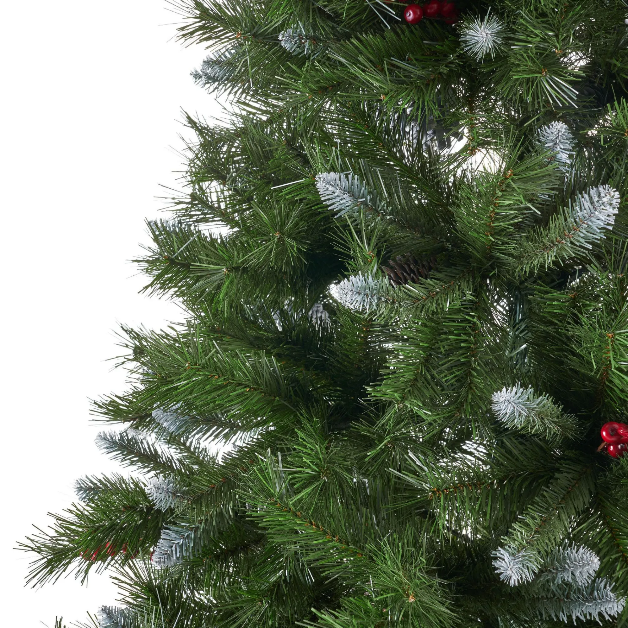 Contemporary Home Living Unlit-7' Medium Mixed Spruce Artificial Christmas Tree With Berries And Frosted Pinecones - Unlit