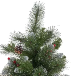 Contemporary Home Living Unlit-9' Medium Mixed Spruce Artificial Christmas Tree With Glitter Branches And Pinecones - Unlit