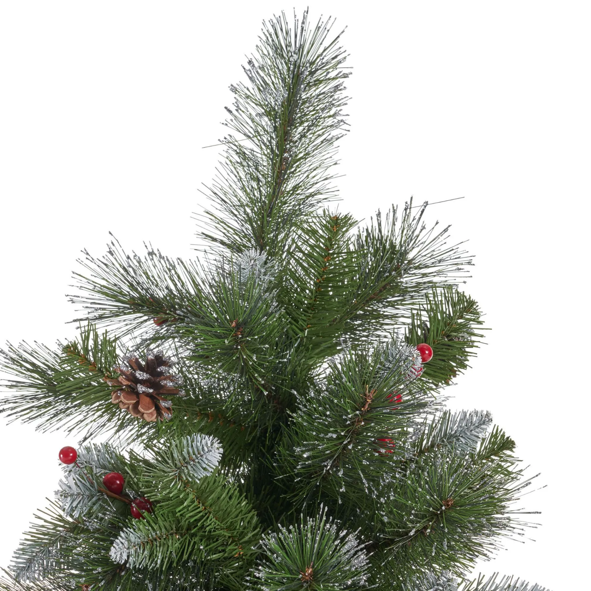 Contemporary Home Living Unlit-9' Medium Mixed Spruce Artificial Christmas Tree With Glitter Branches And Pinecones - Unlit