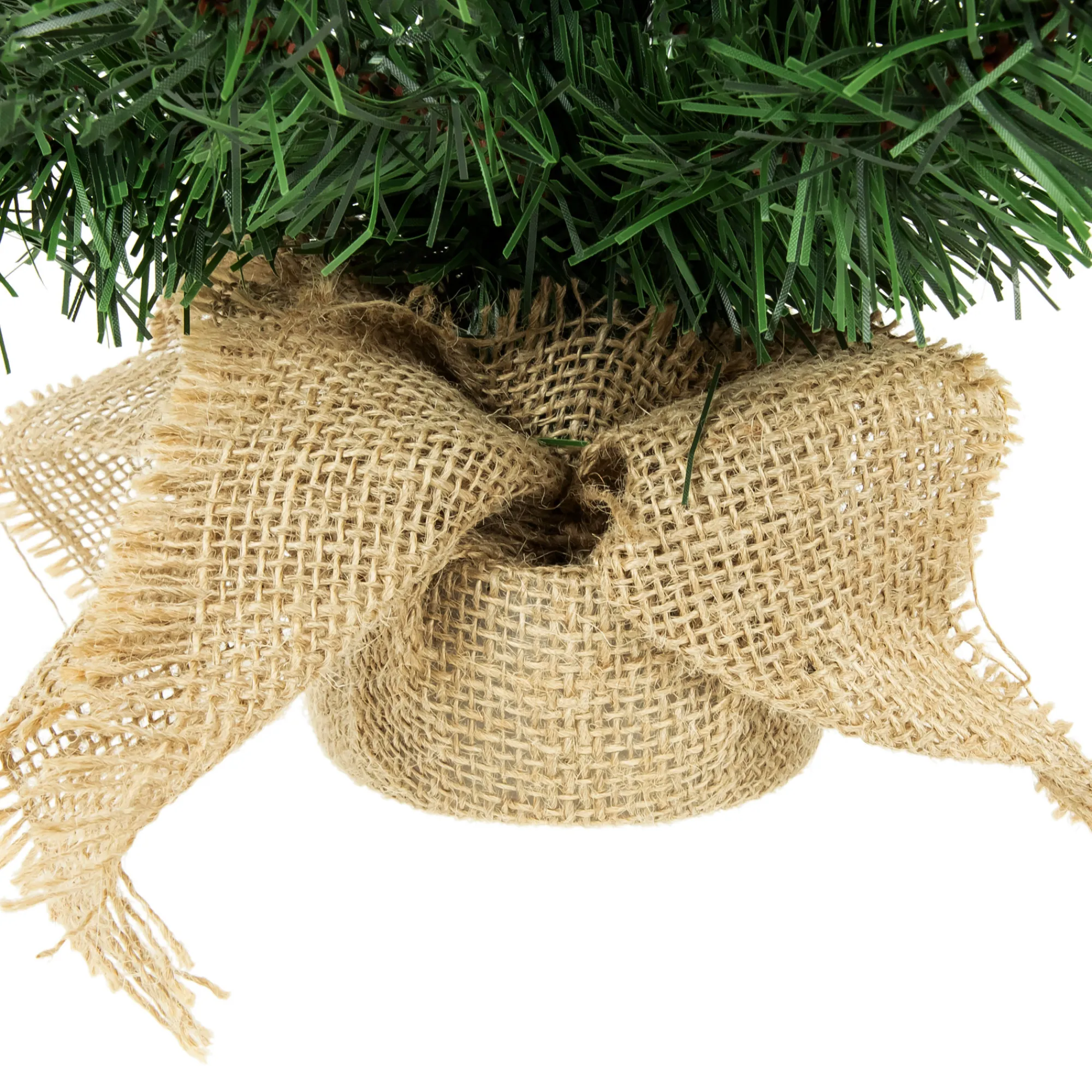 Northlight Unlit-3' Medium Traditional Green Mini Pine Artificial Christmas Tree In Burlap Sack - Unlit