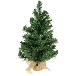 Northlight Unlit-18" Medium Traditional Green Mini Pine Artificial Christmas Tree In Burlap Sack - Unlit