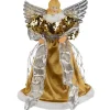 Northlight Angels-12" Metallic Bronze And Silver Sequined Angel Christmas Tree Topper, Unlit