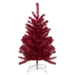 Northlight Unlit-3' Metallic Crimson Tinsel Artificial Christmas Tree - Unlit