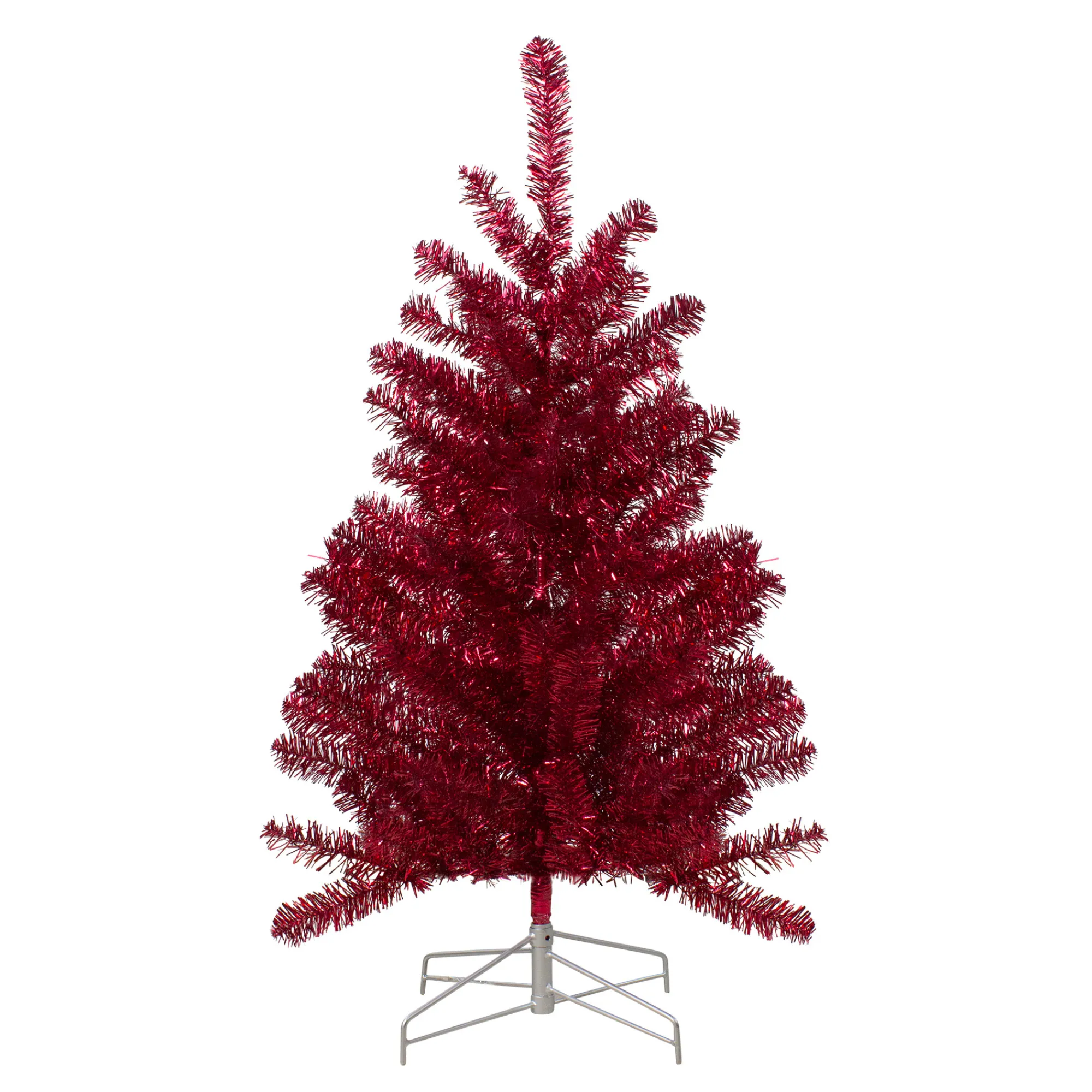 Northlight Unlit-3' Metallic Crimson Tinsel Artificial Christmas Tree - Unlit
