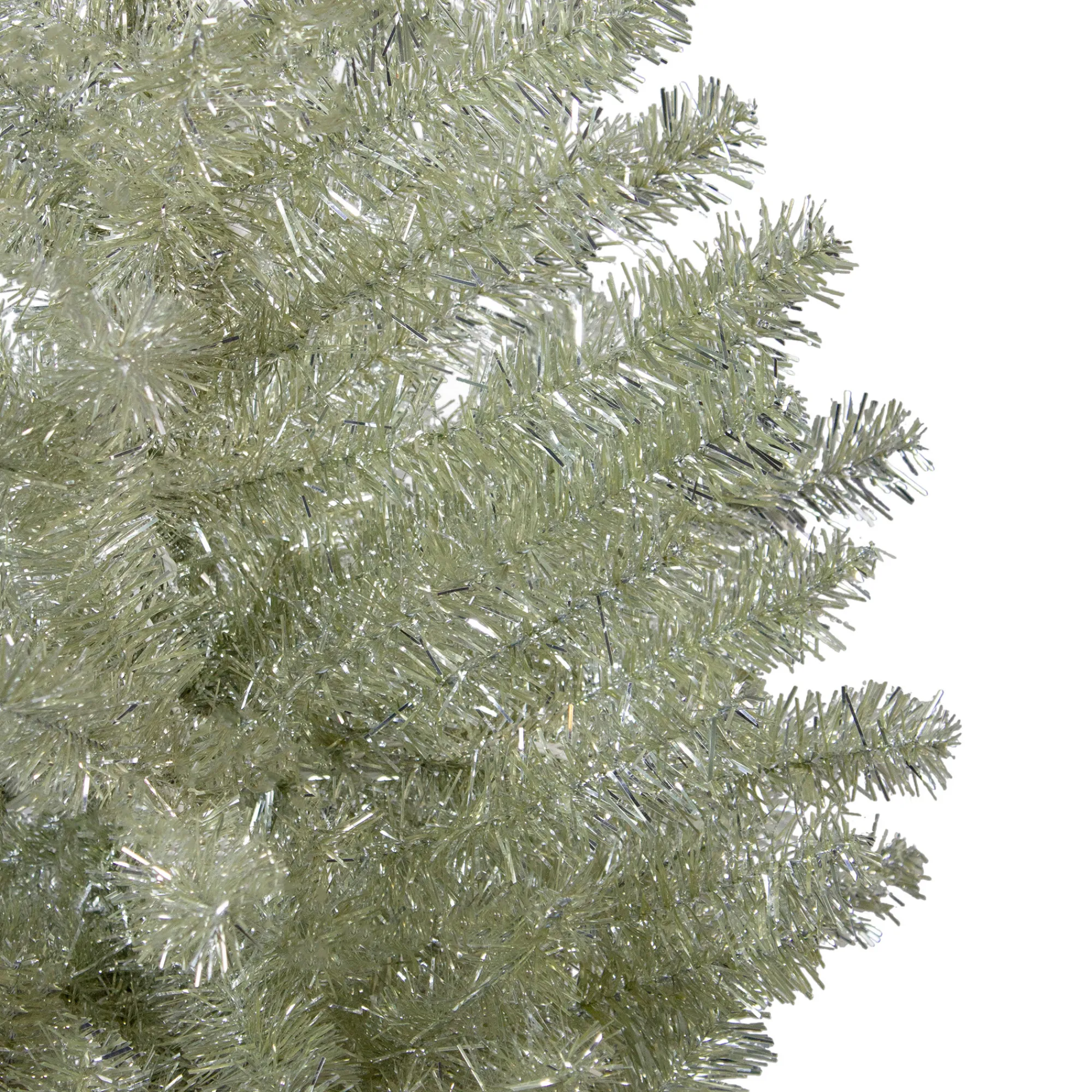 Northlight Unlit-4.5' Metallic Platinum Artificial Tinsel Christmas Tree - Unlit