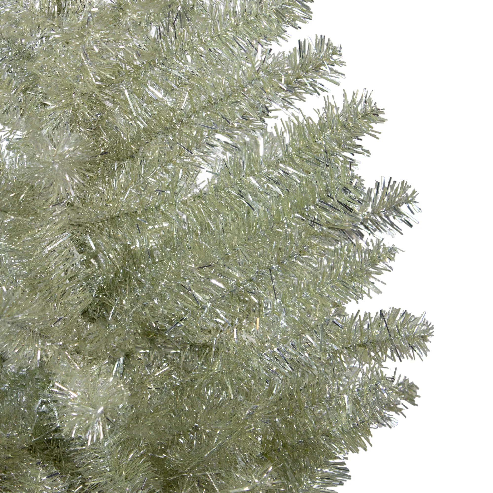 Northlight Unlit-9' Metallic Platinum Artificial Tinsel Christmas Tree - Unlit
