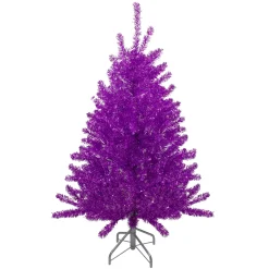 Northlight Unlit-4.5' Metallic Purple Tinsel Artificial Christmas Tree -Unlit