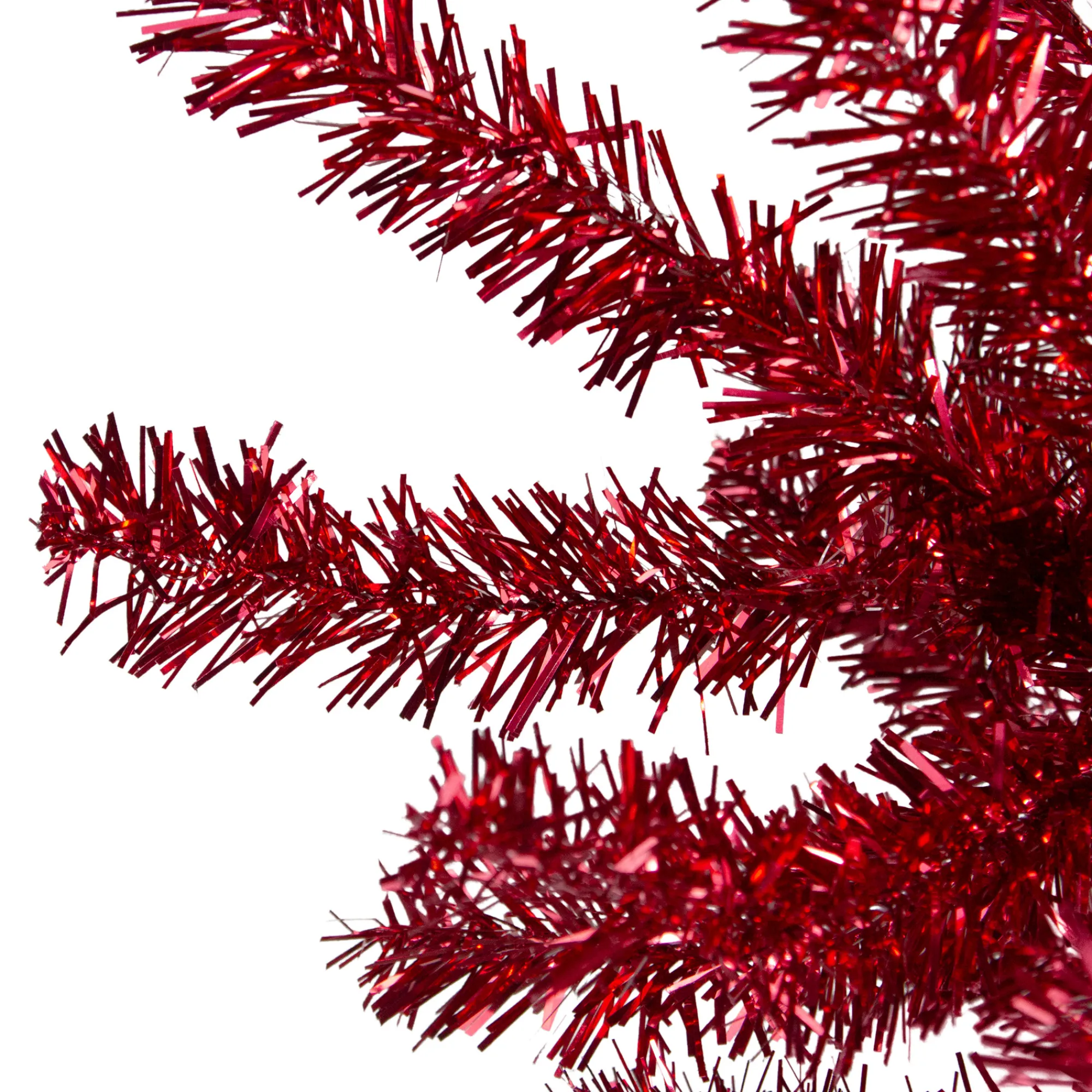 Northlight Unlit-7' Metallic Red Tinsel Artificial Christmas Tree - Unlit