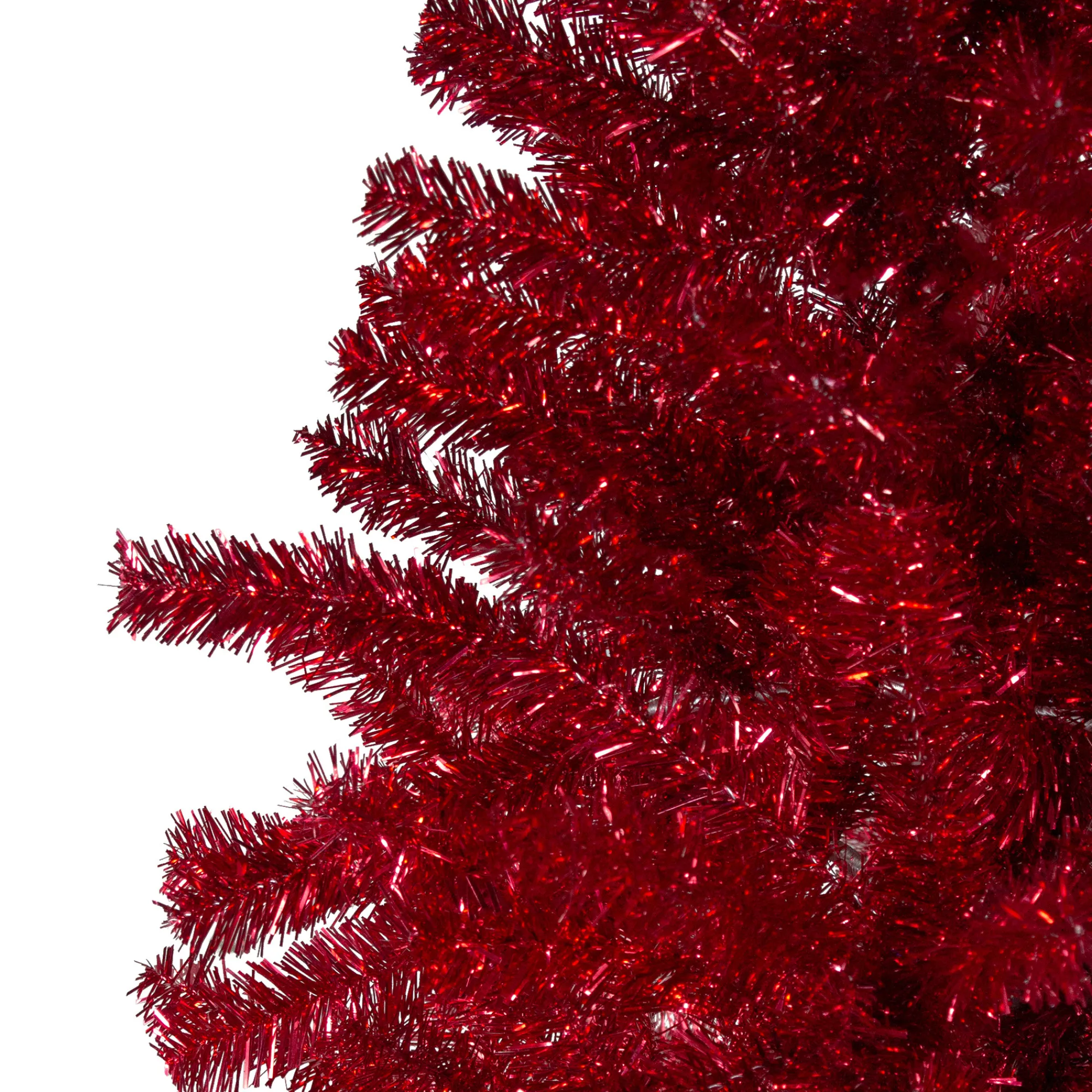 Northlight Unlit-7' Metallic Red Tinsel Artificial Christmas Tree - Unlit