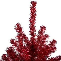 Northlight Unlit-4.5' Metallic Red Tinsel Artificial Christmas Tree - Unlit