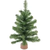 Northlight Unlit-18" Mini Canadian Pine Medium Artificial Christmas Tree With Faux Wood Base, Unlit