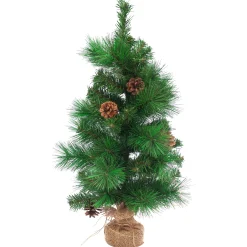 Northlight Unlit-23.5" Mixed Pine And Pine Cones Artificial Christmas Tree In Jute Base