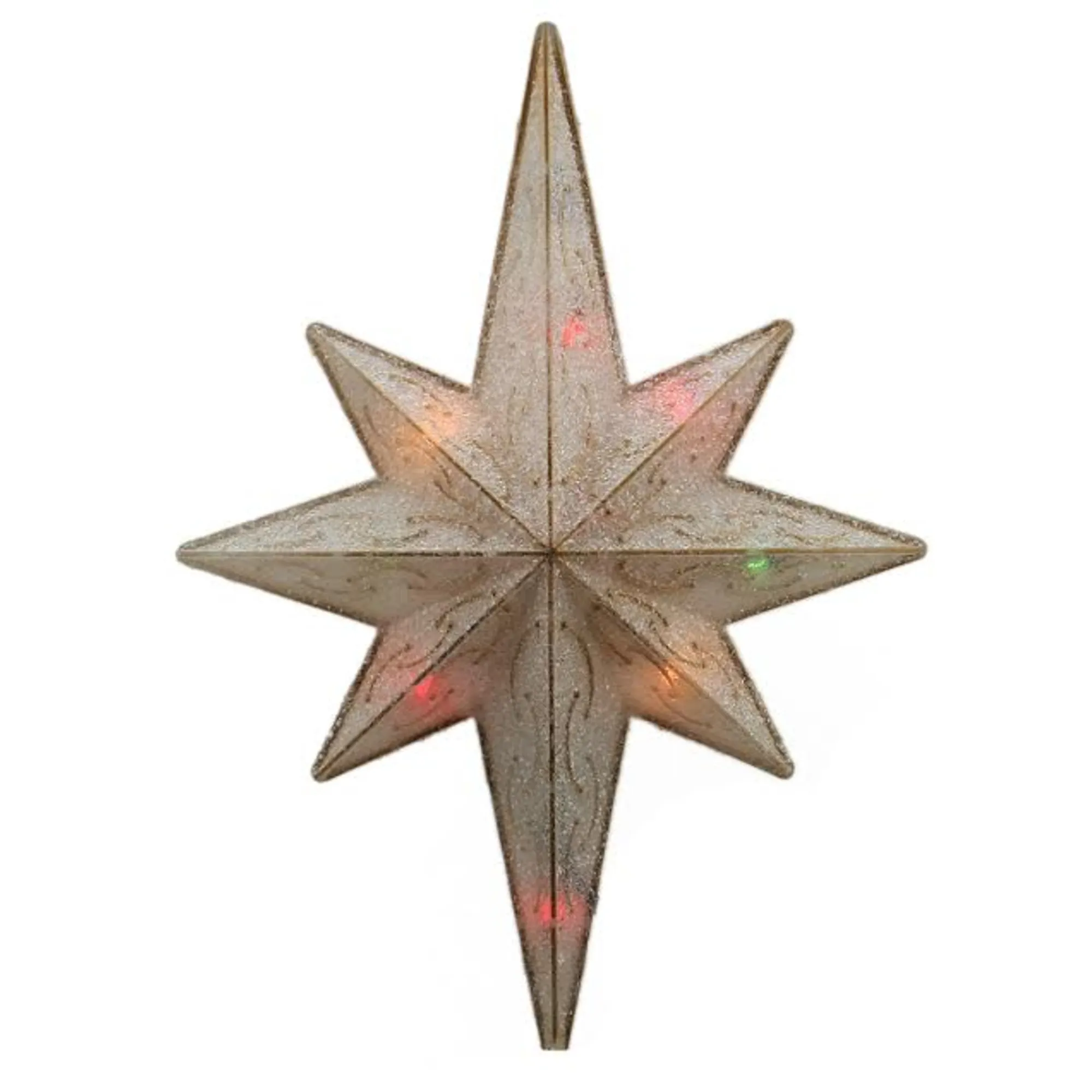 Sienna Stars-11" Multi-Color Frosted Gold Colored Bethlehem Star Christmas Tree Topper Lights