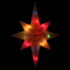 Sienna Stars-11" Multi-Color Frosted Gold Colored Bethlehem Star Christmas Tree Topper Lights