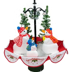 Northlight Snowing-31" Musical Lighted Snowing Snowman Family In Umbrella Base Christmas Decoration
