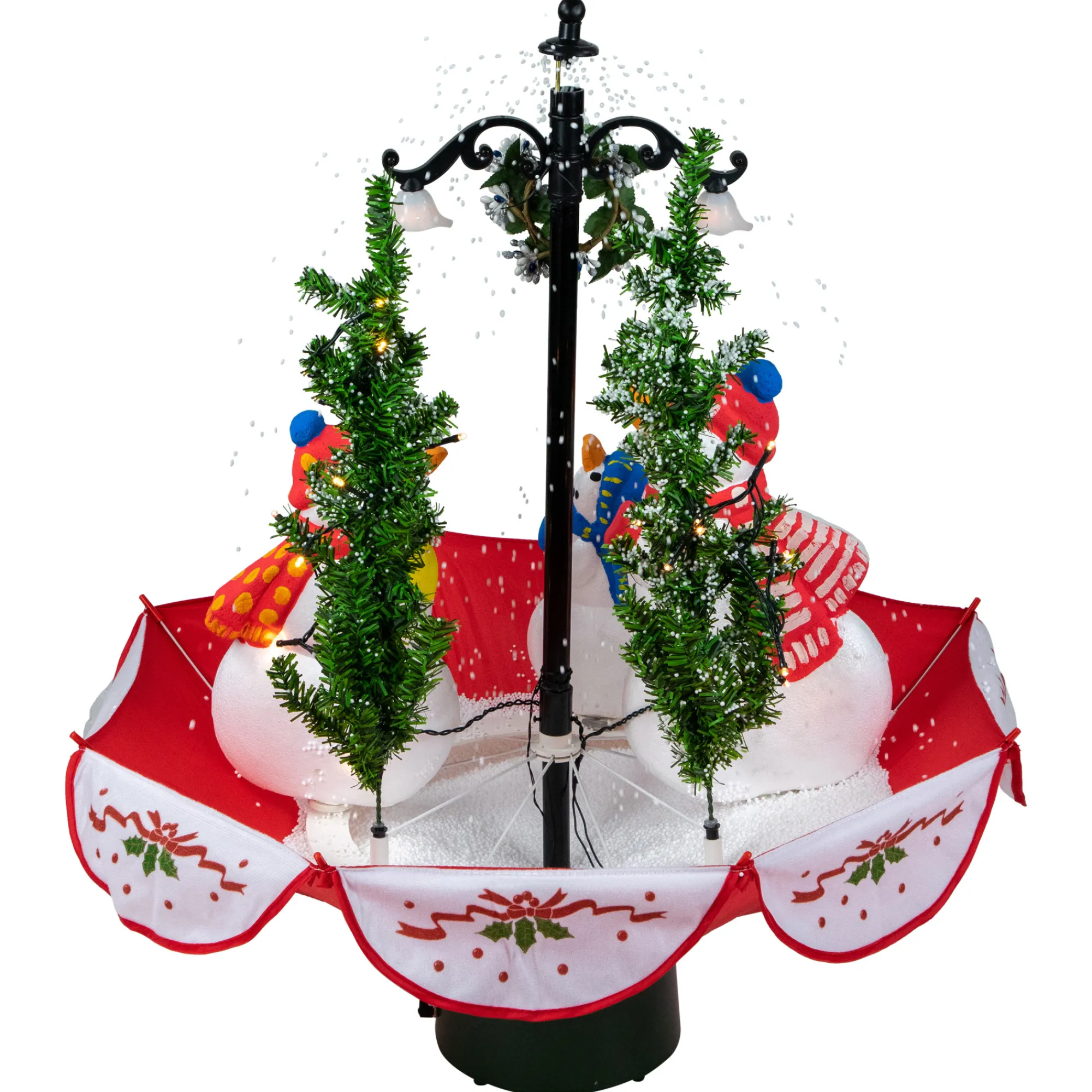 Northlight Snowing-31" Musical Lighted Snowing Snowman Family In Umbrella Base Christmas Decoration