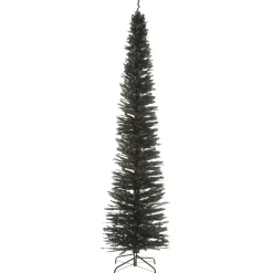 National Tree Unlit-9' Pencil Black Tinsel Artificial Christmas Tree - Unlit