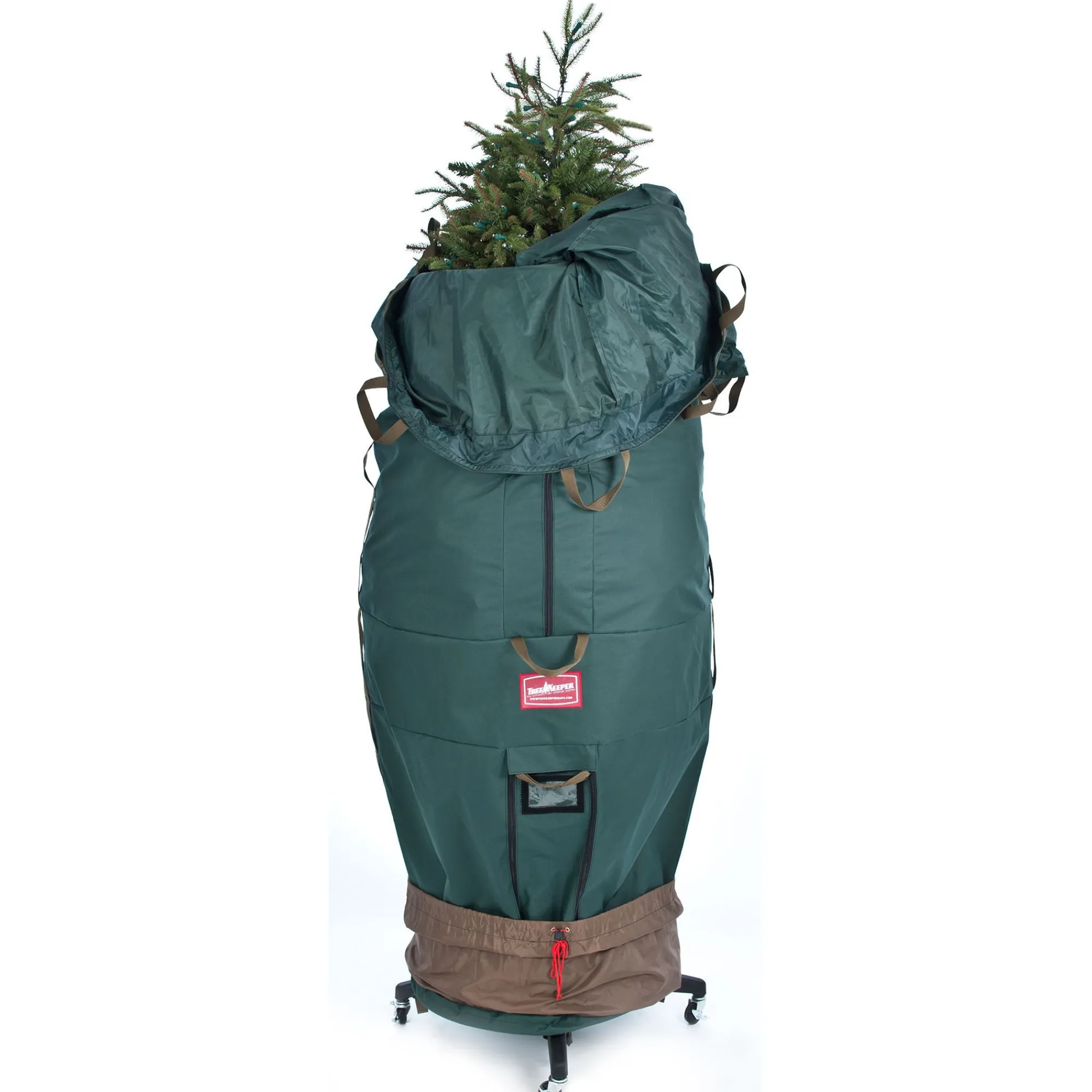 Tree Keeper Tree Storage-80" Pine Green Large Girth Upright Christmas Tree Storage Bag With Rolling Tree Stand