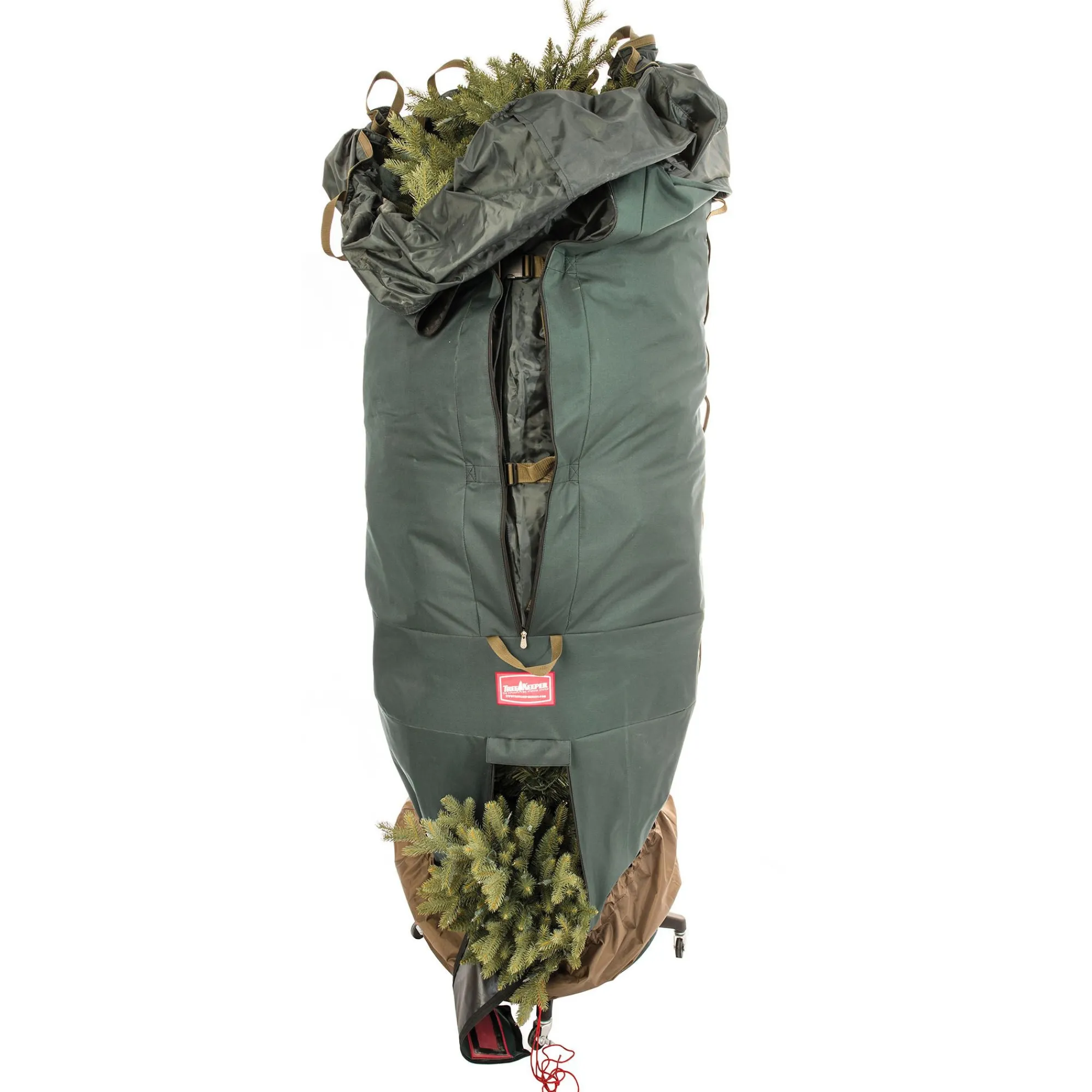 Tree Keeper Tree Storage-80" Pine Green Large Girth Upright Christmas Tree Storage Bag With Rolling Tree Stand