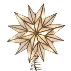 Kurt Adler Finials-12 Point Capiz Gold Star Christmas Tree Topper Ul3161 New