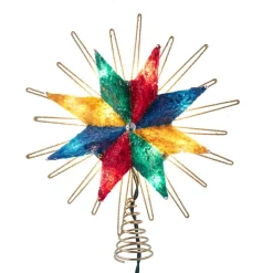 Kurt Adler Finials-8 Point Capiz Multi Color Star Christmas Tree Topper Ul3165 New