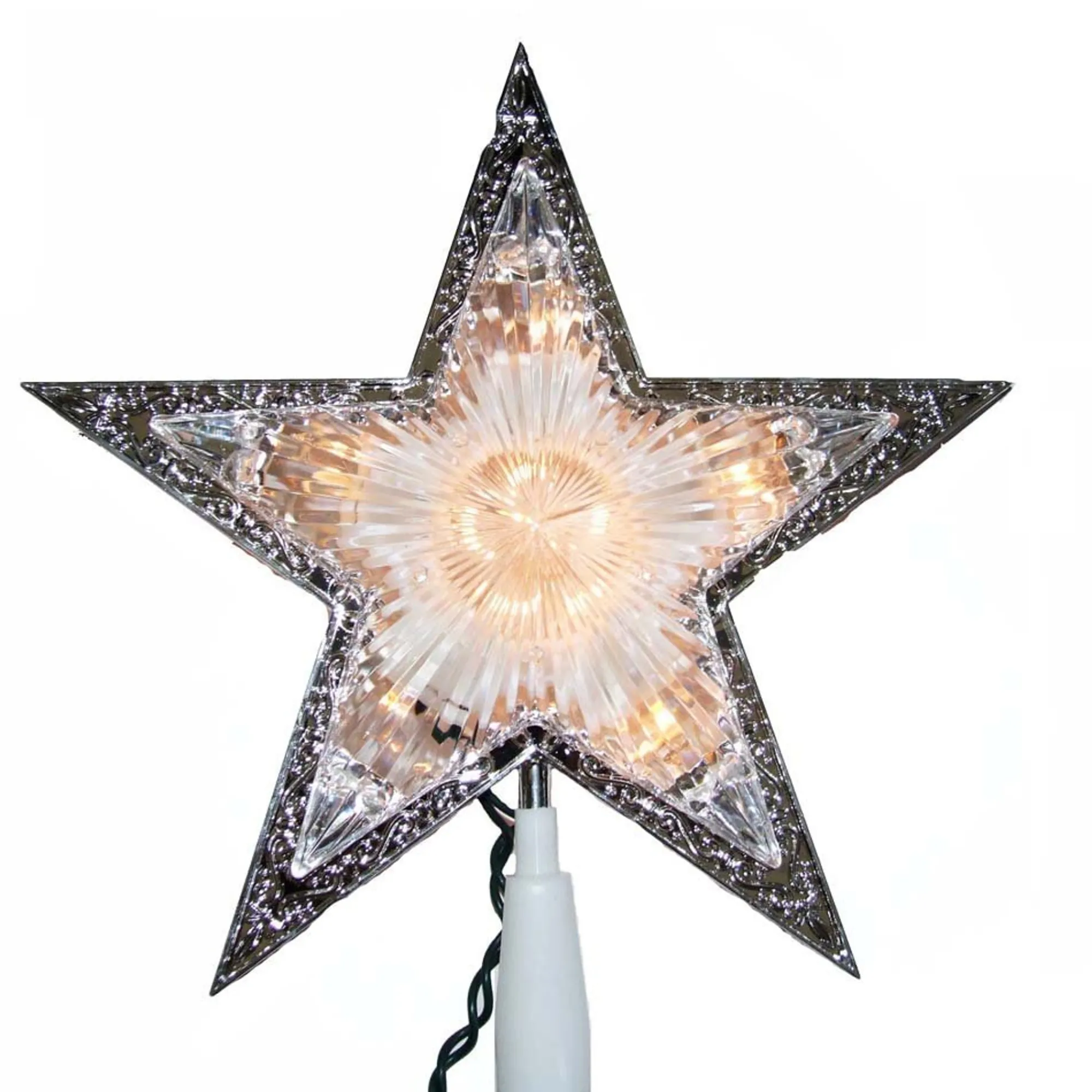 Kurt Adler Finials-5 Point Clear Star Lighted Christmas Tree Topper 11 In Decoration Ul1212C