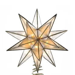 Kurt Adler Finials-15 Point Gold Capiz Star Christmas Tree Topper Decoration 8.25 Inch Ul3135 New