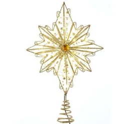 Kurt Adler Finials-8 Point Gold Star 30 Fairy Light Christmas Tree Topper 15.5 Inch Ad2802