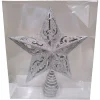 Kurt Adler Finials-5 Point Silver Glitter Star Christmas Tree Topper 8 Inch H9100S