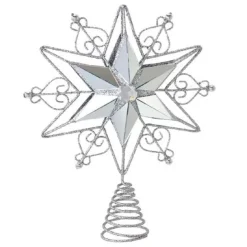 Kurt Adler Finials-6 Point Silver Glitter Star Christmas Tree Topper 10 Inch H0742