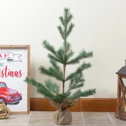 Northlight Unlit-2' Ponderosa Pine Artificial Christmas Tree Jute Base Decoration – Unlit