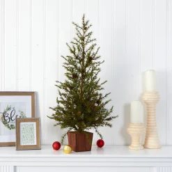 Nearly Natural Unlit-3' Potted Alpine With Pine Cones Artificial Christmas Tree - Unlit