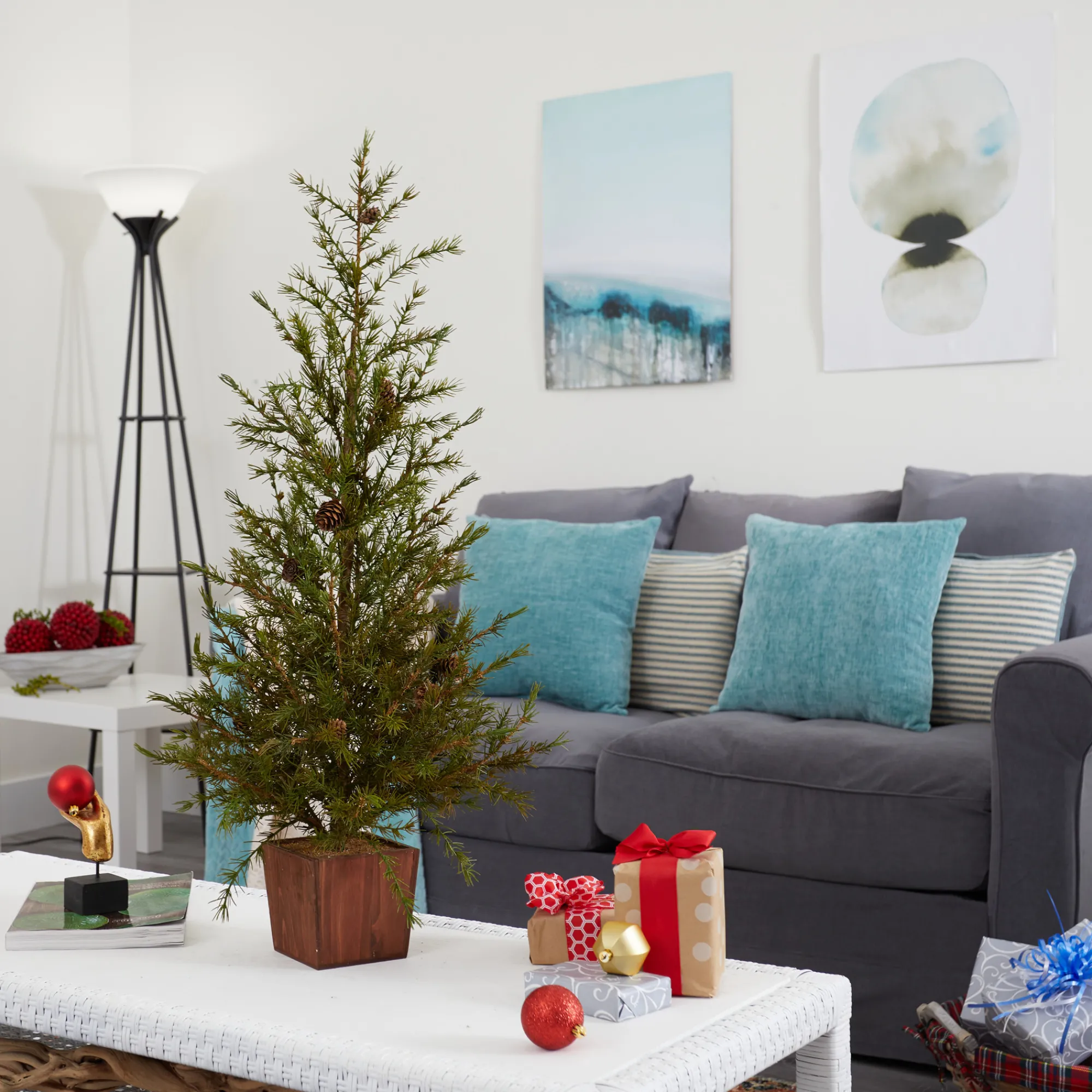 Nearly Natural Unlit-3' Potted Alpine With Pine Cones Artificial Christmas Tree - Unlit
