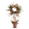 Melrose Topiaries-28" Potted Berry And Pine Cone Christmas Wreath Topiary Tree - Unlit
