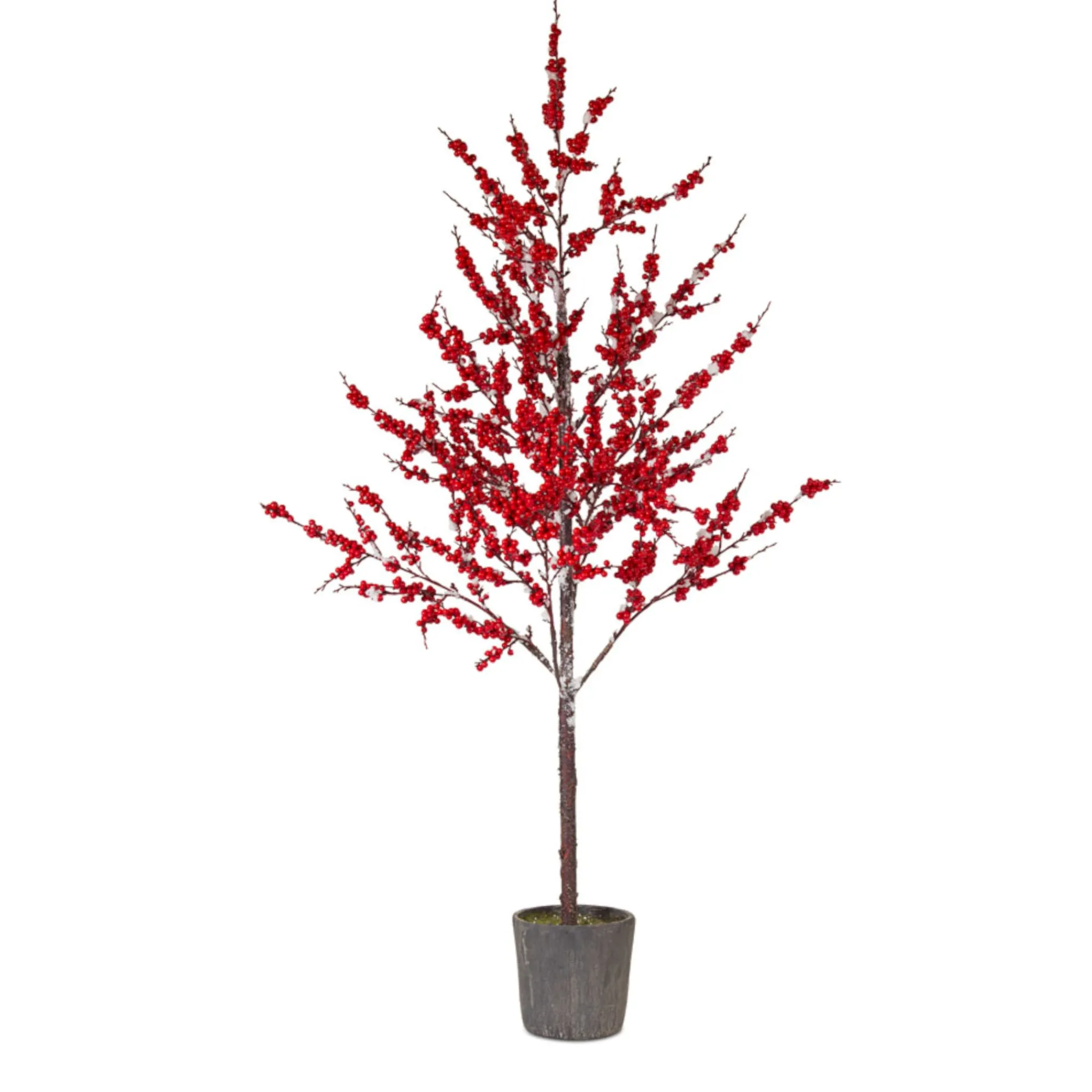 Contemporary Home Living Unlit-5.5' Potted Berry Branch Artificial Christmas Tree – Unlit