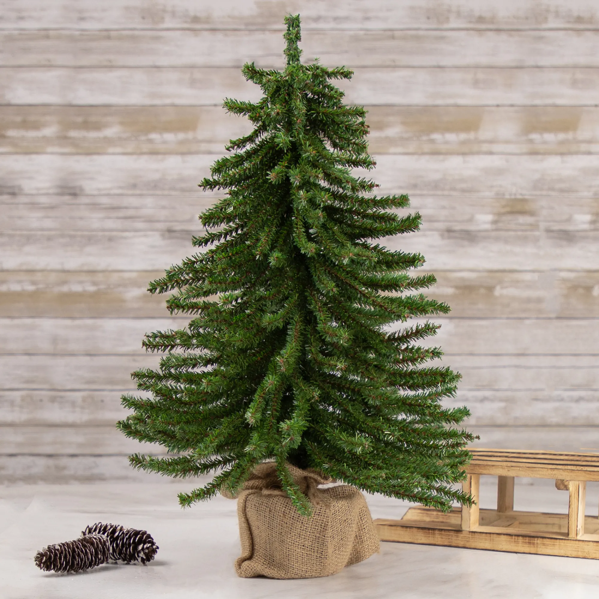 Northlight Unlit-2' Potted Downswept Mini Village Pine Medium Artificial Christmas Tree, Unlit