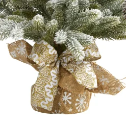 Nearly Natural Unlit-2' Potted Flocked Artificial Christmas Tree With Pinecones, Unlit