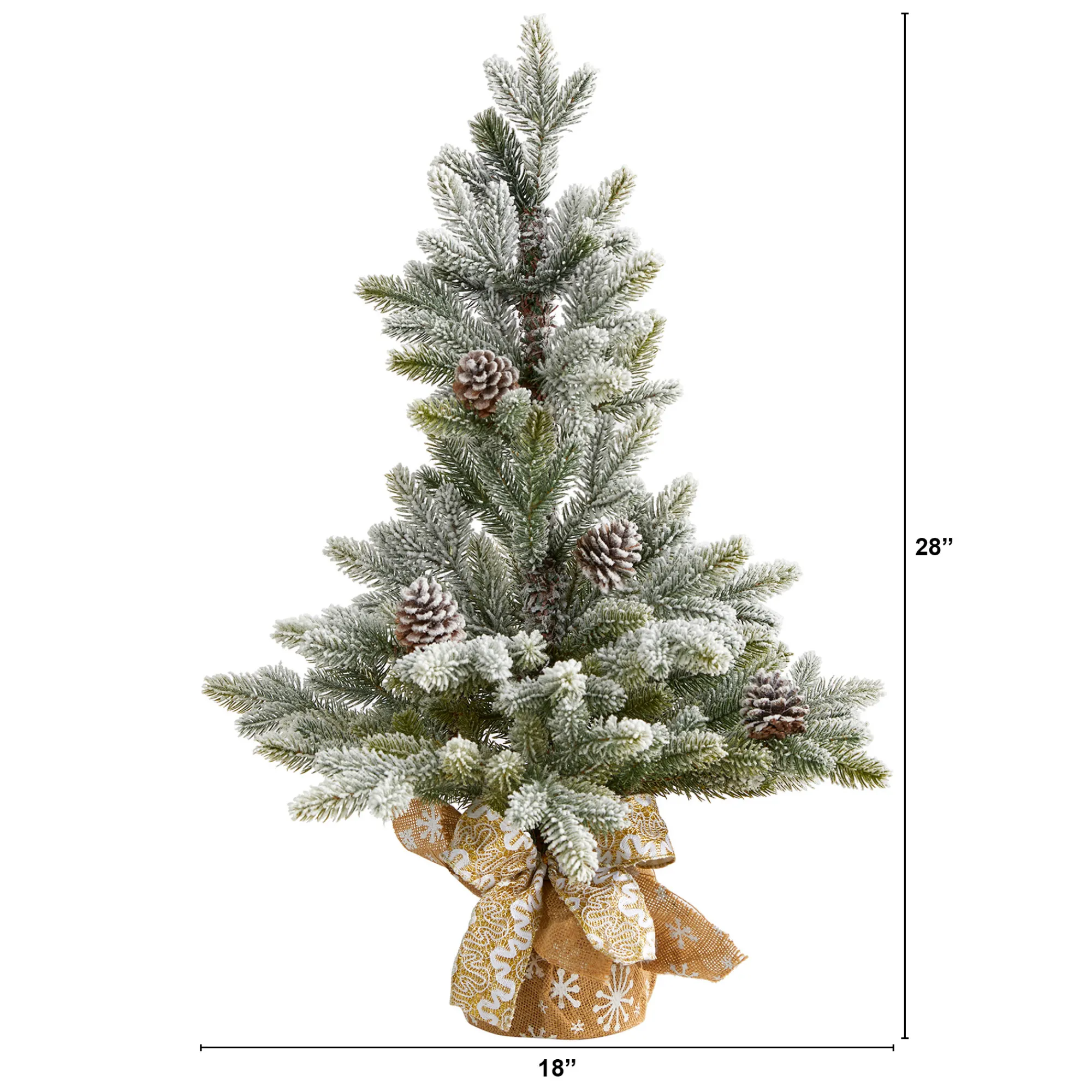 Nearly Natural Unlit-2' Potted Flocked Artificial Christmas Tree With Pinecones, Unlit
