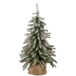 Northlight Unlit-18" Potted Flocked Downswept Mini Village Pine Medium Artificial Christmas Tree - Unlit