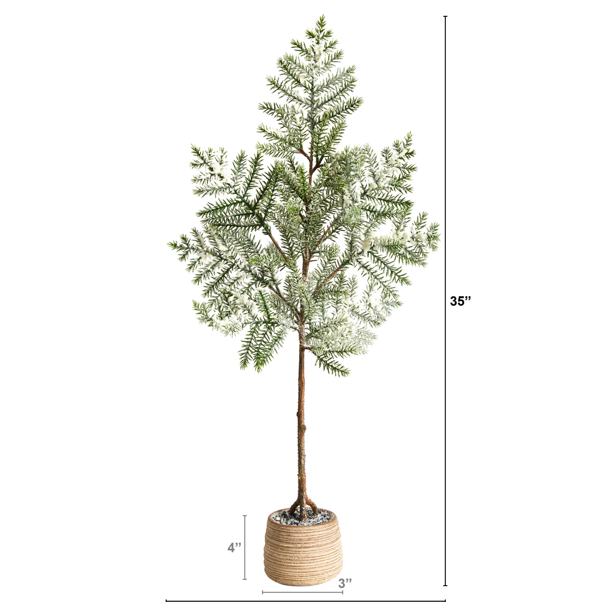 Nearly Natural Unlit-3' Potted Frosted Pine Artificial Christmas Tree, Unlit