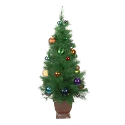 Northlight Unlit-4' Potted Multi-Color Ball Ornament Artificial Christmas Tree - Unlit