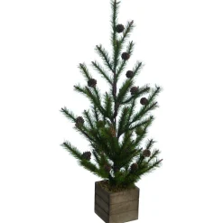 Contemporary Home Living Unlit-2.5' Potted Pinecone Artificial Christmas Tree With Container - Unlit